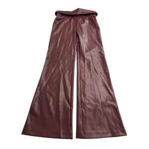 Khy Faux Leather Low Rise Foldover Pant in Merlot